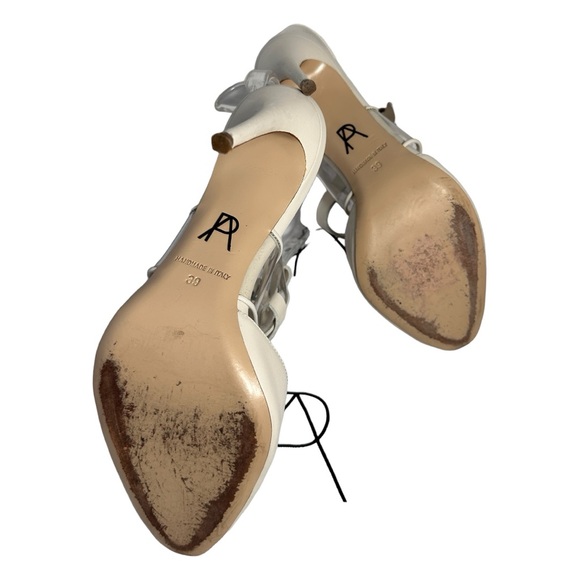 SEXY AF PAUL ANDREW CRISS CROSS STILETTO IVORY SANDALS (SZ 39 / FITS AS 7.5) - Picture 12 of 13